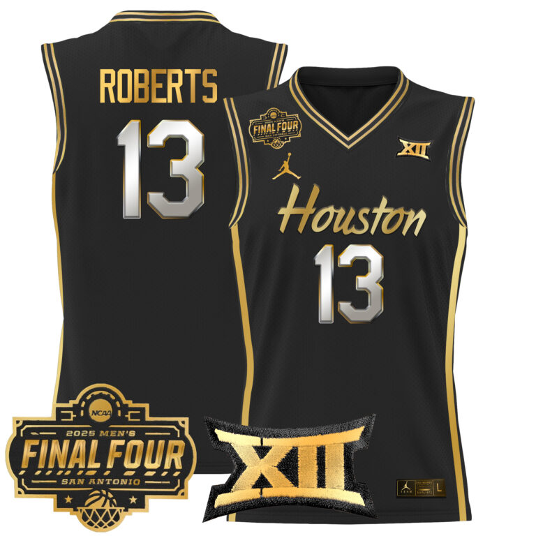 Men Houston Cougars #13 Roberts black 2025 Final Four Patch NCAA Jersey style 2->more ncaa teams->NCAA Jersey